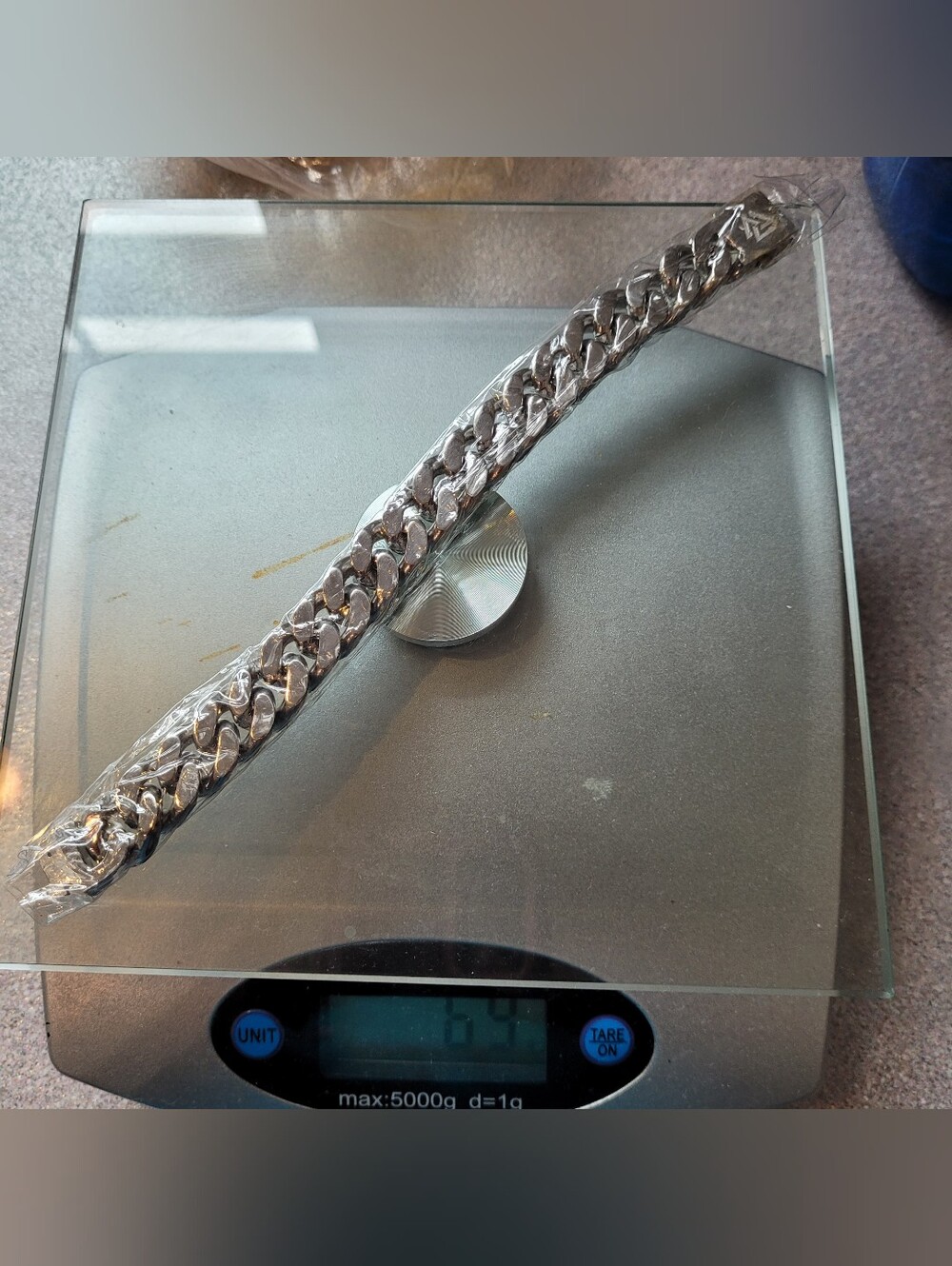 New. Mens Cuban Valknut Stainless Steel 7.5 Thick Silver Cuban Link Bracelet.